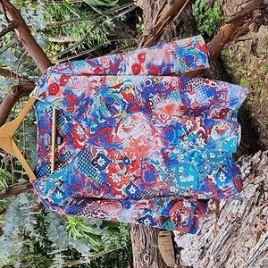 Chico's Sz3 Additions Multicolored Asian Inspired 3/4 sleeve stretch knit tee